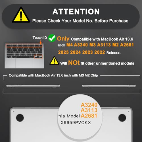 Ultra Thin Anti-Fingerprint Hard Shell Matte Cover for MacBook Air 13.6 &Keyboard Skin