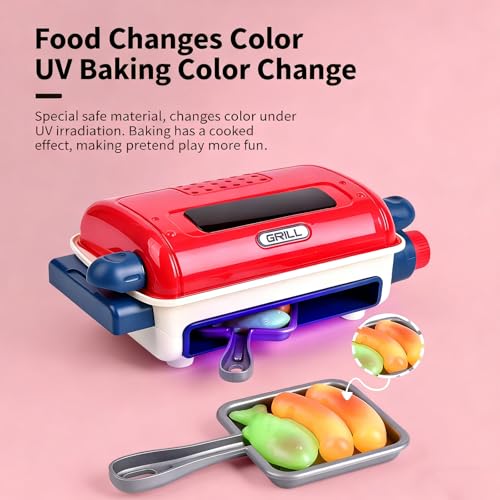 Kids BBQ Grill Toy playset with Color Changing Food