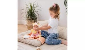 43cm Soft Plush Doll with Pink Animal Print Outfit and Accessories