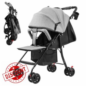 Tneukoom Lightweight Baby Stroller 4.2kg - One Hand Foldable Travel Stroller with Adjustable Backrest
