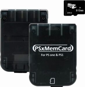 Kaico PSxMemCard PS1 Memory Card with 512MB Micro SD Card - High Speed Game Memory Card for PS1 & PS One Console - Supports Firmware Upgrade and Saves Game Data – Supports FreePSXBoo