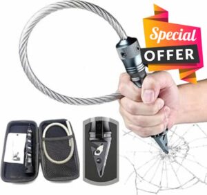 Legal Self-Defence Whip | Portable Multifunctional Steel Whip with Car Window Breaker | Personal Defence Training Tool | Emergency Escape Device for Vehicle Safety