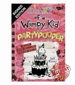 SIGNED Jeff Kinney Book Diary Of A Wimpy Kid : Partypooper & Certificate of Authenticity Memorabilia Autograph Auto