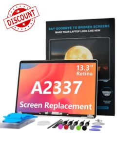 LHM A2337 Screen Replacement For MacBook Air 2020 13.3" M1 (EMC 3598 MGN63 MGN93 MGND3 MGN73 MGNA3 MGNE3) Retina Resolution 2560x1600 Full LCD Display Assembly with Fix Kit (A2337-Space Grey)