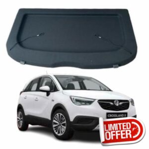 Car Parcel Shelf - Compatible with Vauxhall Crossland X (2017-2023) Hatchback | Sturdy Boot Cover with Clips and Cord for Extra Storage | Space Saving Car Accessories | Black