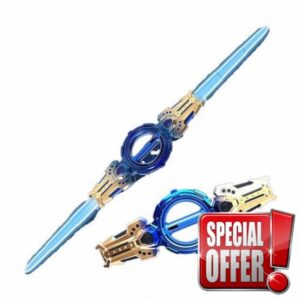 Fire Spin Sword Double-Edged Lightsaber Toy with 7-Color LED Lights & Sound