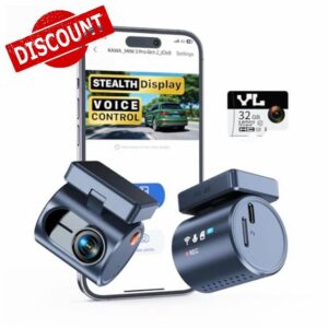 KAWA 2K Dash Cam for Cars with Voice Control - Stealth Display Tiny Dashcam Front Included 32GB Micro SD Card