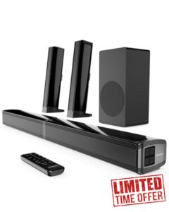 Oakcastle SB80 Xtra 200W 2.1 Channel Sound Bar for TV with External Subwoofer | Bluetooth 5.3 Soundbar with HDMI ARC