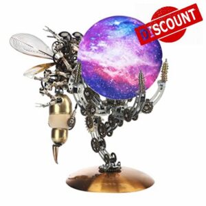 Mechanical Wasp Metal Model 627PCS with Star Projector Lamp Steampunk Insect 3D Puzzle DIY Assembly for Home Desk Deco