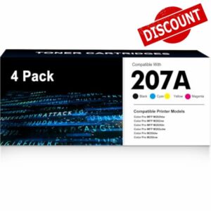 207A 207X MFP M283fdw Toner Cartridges Compatible for HP 207A 207X Colour Laserjet Pro MFP M283FDW M283FDN M255DW M282NW M255NW W2210A W2210X W2211A W2212A W2213A Black Cyan Yellow Magenta 4-Pack