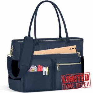RAINSMORE Laptop Tote Bags for Women 15.6 inch Teacher Bag Large Nurse Utility Bag Computer Messenger Briefcase with Insulated Pocket for Work School Office Business University