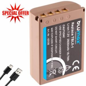 Blumax Battery Compatible with Olympus BLX-1 | 2600 mAh - BLX1 with USB Type-C Charging Socket for Olympus OM-1 / OM-1 Mark II/OM-3 & OM System OM-1