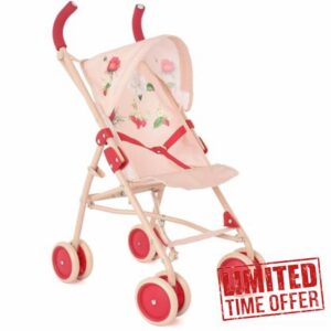 Roma RHS - XL Flora Dolls Pram with Retractable Hood and Swivel Wheels