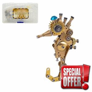 Steampunk Sea Horse 3D Metal Puzzle DIY Assembly Model Kit 100+PCS Marine Creature Brain Teaser Creative Handmade Projec