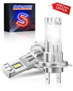 SUPAREE LED H7 Canbus Error Free H7 LED Headlight Bulb H7 Bulb 12V 32000LM 800% Fanless 1:1 Mini Size Conversion Kit for Car Hi/Lo Beam IP68 Waterproof Plug and Play 2Pcs