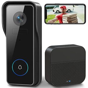 2K HD Smart Video Doorbell with Camera Battery Operated PIR Motion Detection Night Vision 2-Way Audio Support SD Card & Cloud Storage