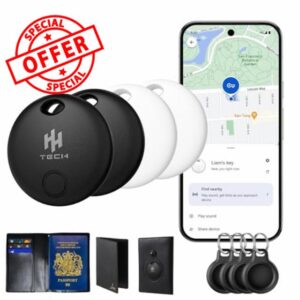 HH-Tech Android Tracker Tag Traval Combo (Pack-4 with Free Passport Holder) Works with Google Find Hub