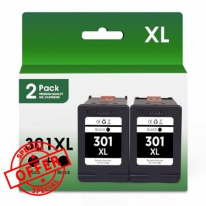 301XL ink cartridges replacement for hp ink 301 for hp 301 ink cartridge black and colour for Envy 5530 4500 5532 Deskjet 2540 2050 Office 4630 4632 (2 Black)
