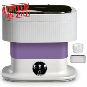 Mini Portable Washing Machine 10L Foldable Washer with Spin Basket – Touchscreen One-Button Operation