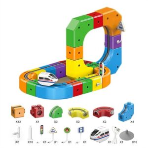 51/81/123 Piece Cube Track Building Toys with USB Rechargeable Train