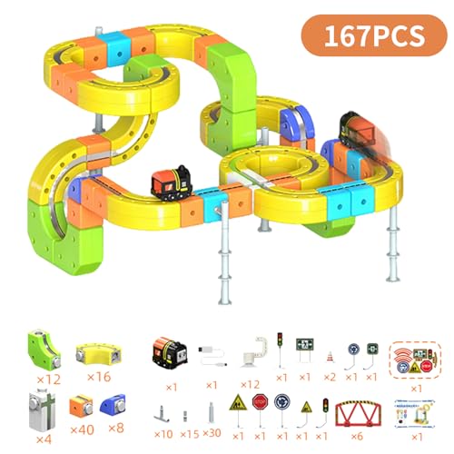 Gravity-Defying Motorized Car & Rail Cube Building Toy (167PCS)