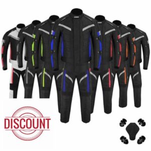 Mens Motorbike 2 Piece Suit Cordura Motorbike Jacket and Trousers CE armoured Waterproof protective Gear For mens boys Riders