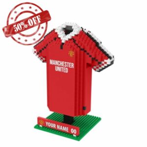 FOCO Officially Licensed Personalised Football BRXLZ Desk Shirt 3D Bricks Building Construction Toy (Manchester United FC (1035 pieces))