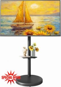 ECOTINY Height Adjustable Rolling TV Stand for 37-86 Inch TV up to 110 Pounds