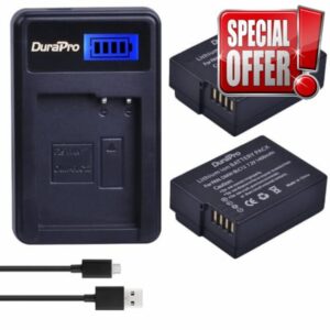 DuraPro 2Pcs 1400mAh DMW-BLC12 DMW-BLC12E Battery + LCD USB Charger for Panasonic DMW-BLC12-
