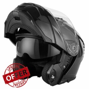 JDC Motorcycle Helmet Full Face Modular Flip Up Front - Retractable Double Visor ECE 22.06 - LYNX