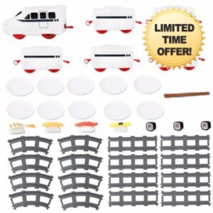 Sushi Train Rotating Food Train for Table Household Dinner with Rail Conveyor Belt Serving Tray Battery Powered Table for Party Display Swing Plate Sushi Food f