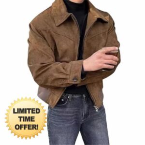 Men's Faux Suede Collared Jacket