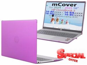mCover Case ONLY Compatible for 16” 2024+ HP OmniBook 5 16-AF / 16-AG / 16-BAxxxx / 16-BCxxxx and Pavilion 16-AF / 16-AG0000 Series Windows AI Notebook PC (NOT Fitting Other HP Models)- Purple