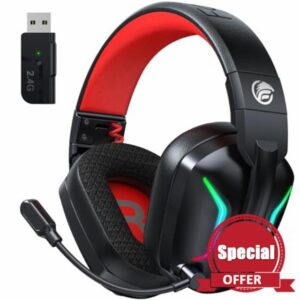 Fachixy FC300 Wireless Gaming Headset with Mic - Bluetooth and 2.4GHz USB Gaming Headphones with 50Hr Battery & 3D Stereo Sound - For PS5
