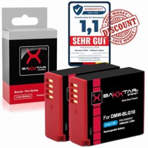 Baxxtar DMW-BLG10 Battery 1000 mAh 7.2 V Replacement for Panasonic DMW-BLG10E DMW BLG10 Compatible with Panasonic Lumix DC GX9 G110 G100 TZ202 TZ101 TZ99 TZ91 GF3 GF5 GX7 GX80 LX100 II ZS70 ZS11