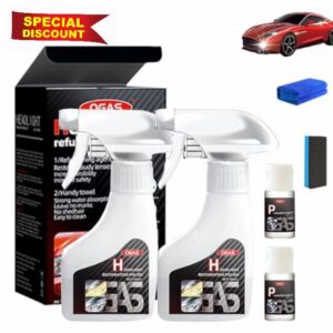 Ogas Automotive Headlamp Restoration Spray Fluid Kit - Car Light Restorer Cleaner | Clear Coating Polish Refurbisher Extremely Hydrophobic Gloss & Shine for All Vehicles (2PCS)