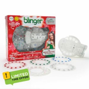 blinger® Jolly Collection Christmas Hair Gem Stamper with 75 Festive Gems – Limited Edition Hair Jewelry for Girls & Women | Perfect for Holiday Parties