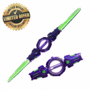 Fire Spin Sword Double-Edged Lightsaber Toy with 7-Color LED Lights & Sound