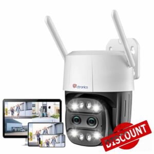 Ctronics Dual Lens Security Camera Outdoor with 6X Hybrid Zoom