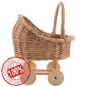 BESPORTBLE Wicker Stroller Decoration: Rattan Baby Carriage Doll Stroller Woven Flower Basket Baby Shower Centerpiece for Party Favors