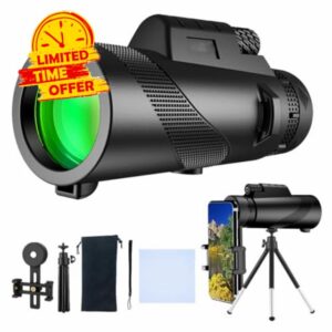 Monocular Telescope 80 x 100 High Powered Monoculars for Adults with Tripod，Monocular for Smartphone Suitable for Bird Watching Larger Vision