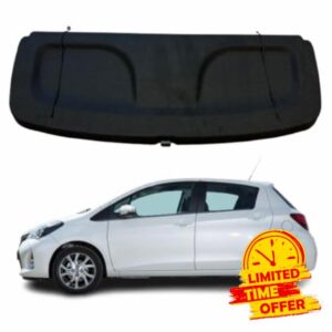 Car Parcel Shelf - Compatible with Toyota Yaris MK3 (2012-2017) | Sturdy Boot Cover with Clips and Cord for Extra Storage | Space Saving Car Accessories | Black