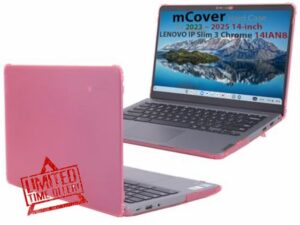 mCover Case ONLY Compatible for 2023-2025 14" Lenovo IP Slim 3 Chrome 14IAN8 Chromebook Laptops (NOT Fitting Other Lenovo Models) (Pink)