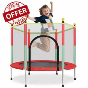 Ccarzzi Trampoline 4.6FT/140CM Toddler Trampoline Round with Safety Enclosure Net