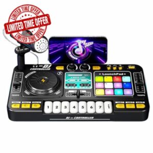 Kids DJ Mixer - ABS 13.98x8.27x3.74 Inch | DJ Decks for Baby with Microphone