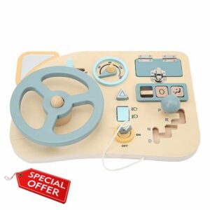 TOPINCN Wooden Steering Wheel Activity Board