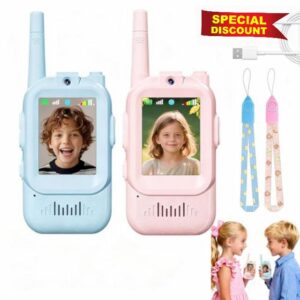 Kids Video Walkie Talkies with Camera - 2-Way Interactive Toy with Voice Changer & Real-Time Video Chat - Rechargeable Walkie Talkies for Kids