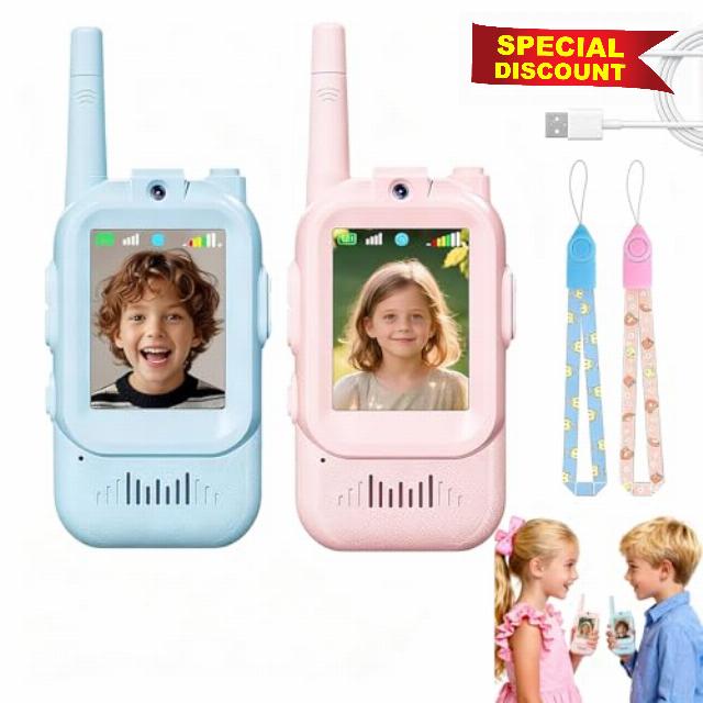 Kids Video Walkie Talkies with Camera - 2-Way Interactive Toy with Voice Changer & Real-Time Video Chat - Rechargeable Walkie Talkies for Kids