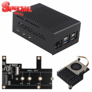 ZDE ZP517A PCIe to M.2 Key M NVMe SSD HAT with Aluminum Case ZC502 and Active Cooler ZP536 for Raspberry Pi 5 Support M.2 NVMe SSDs 2230 2242 2260 228