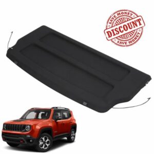 Car Parcel Shelf - Sturdy Boot Cover with Clips and Cord for Extra Storage | Compatible with JEEP RENEGADE MK2 (2014-2022) | Space Saving Car Accessories | Black